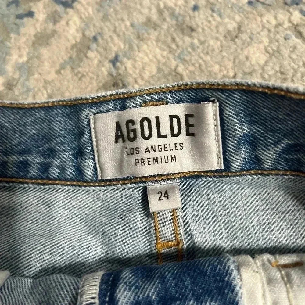 AGOLDE western light wash raw hem denim skirt size 24 - Picture 3 of 4